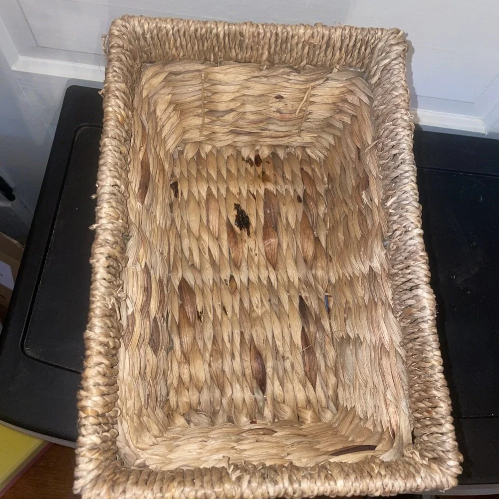 Rattan Rectangular Basket With Nameplate‎